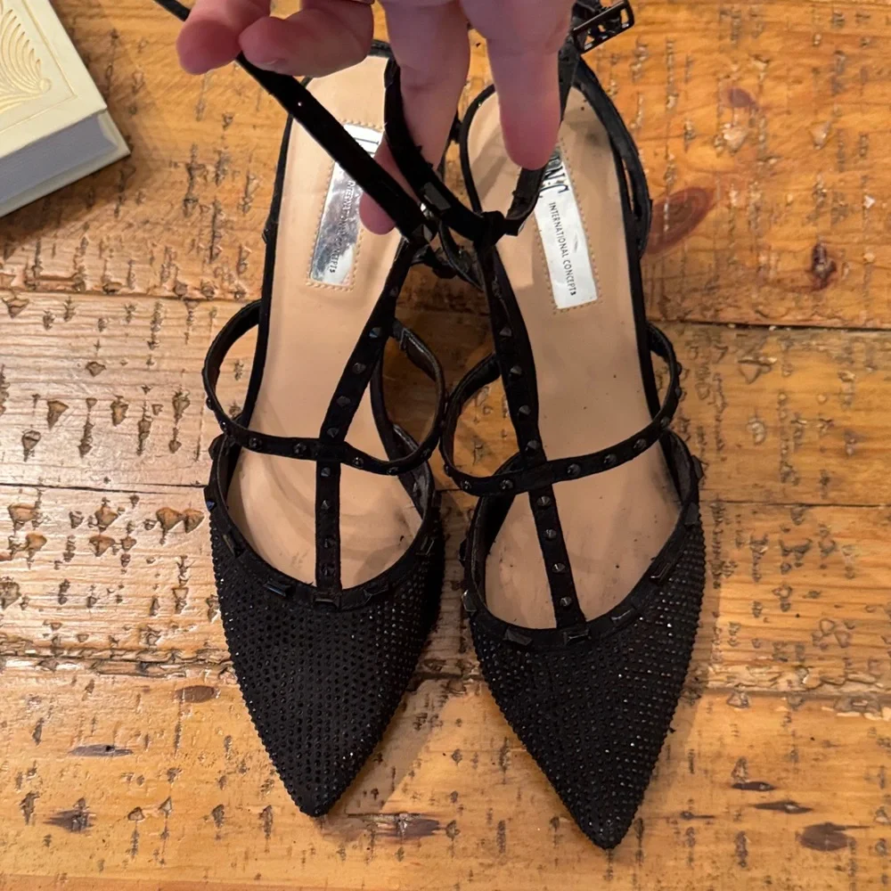 INC Elegant Black Studded Kitten Heels 9.5 - Picture 3 of 6